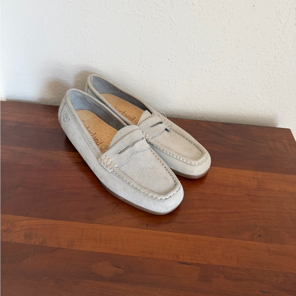 Timberland Light Gray Suede Penny Loafers